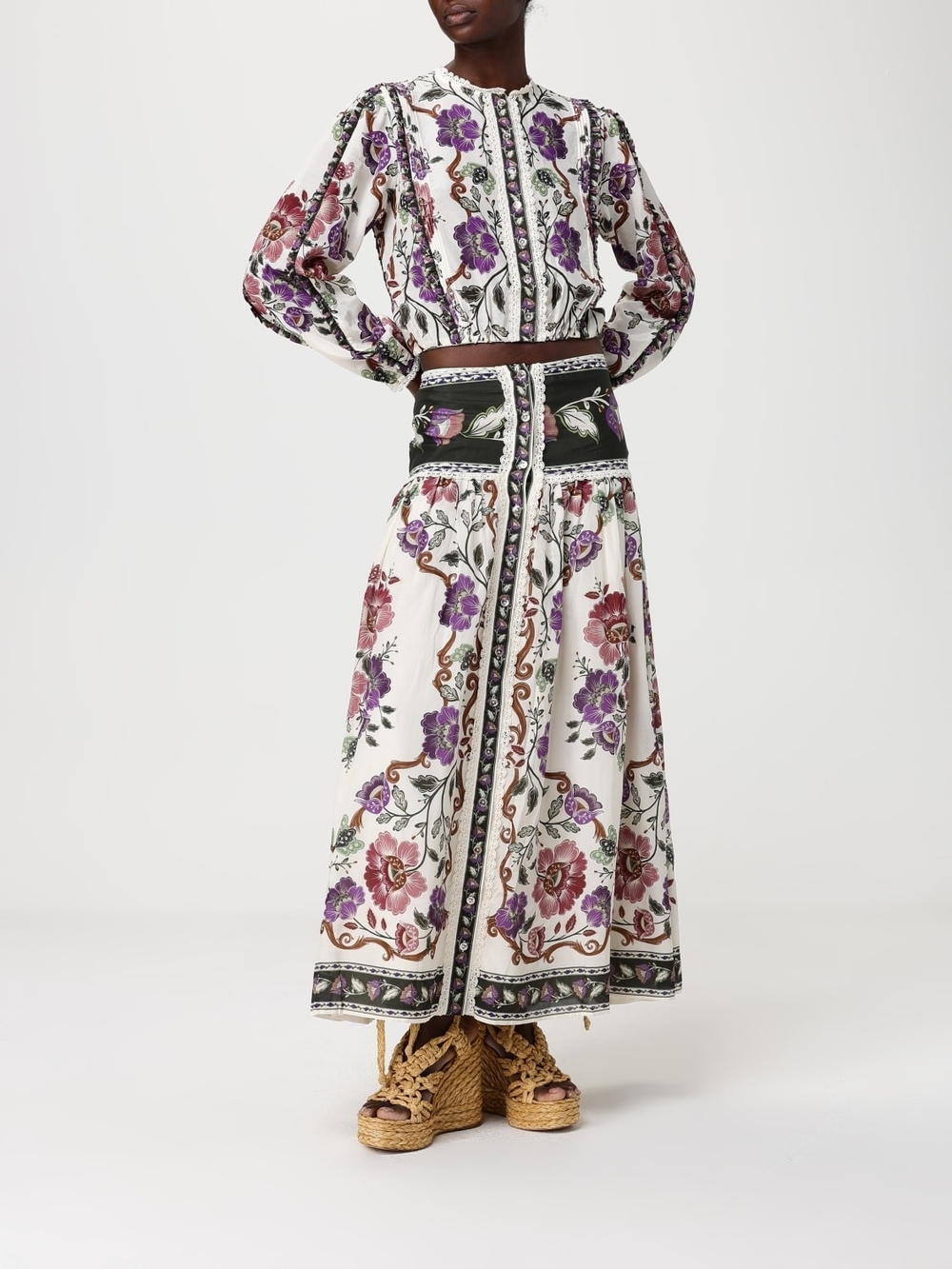 FARM Rio Rococo Floral Midi Skirt - Picture 2 of 8
